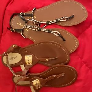 2 pairs of Sandals Guess and Lauren
